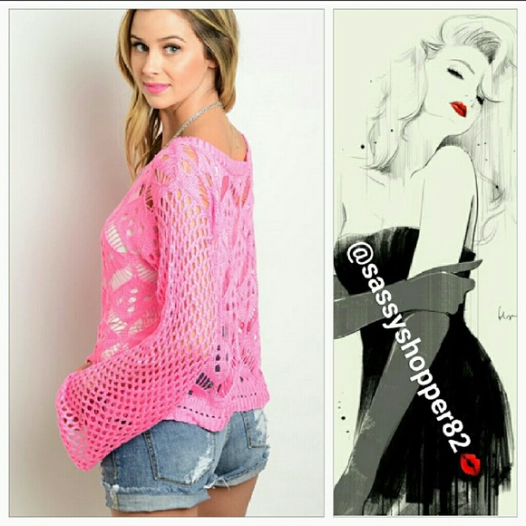 💋SOLD OUT💋Pink crochet sweater 🌟Rated 5 Stars! - Picture 3 of 4