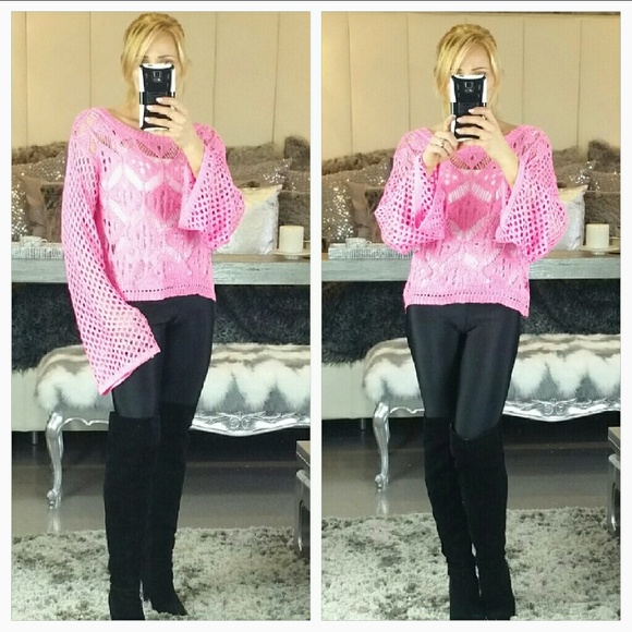 💋SOLD OUT💋Pink crochet sweater 🌟Rated 5 Stars! - Picture 2 of 4