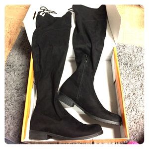 Over the knee black boots