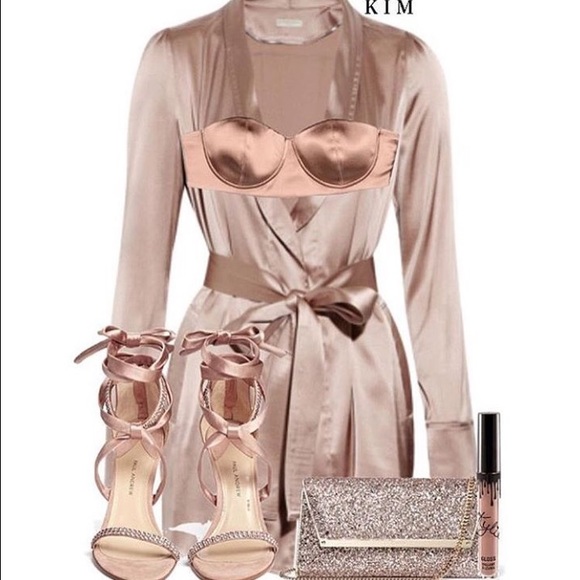 Champagne colored wrap dress perfect for New Years