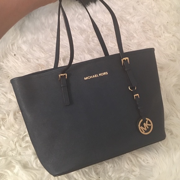 Navy Blue Jet Set Travel Saffiano Tote