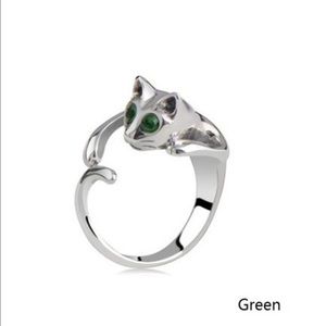 Cute Silver Cat Shaped Ring