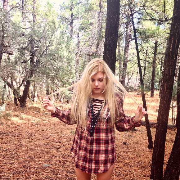 Lace UP Flannel top dress