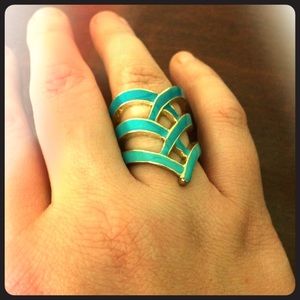Vintage Art Deco inspired ring (size 8) turquoise