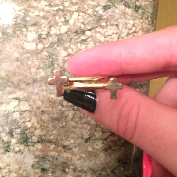 Gold cross ring