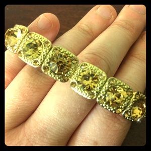 SALE: Vintage glam gold rhinestone bracelet