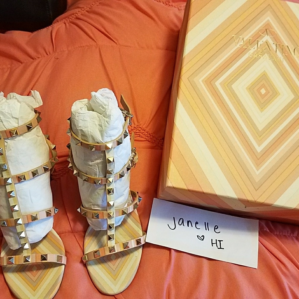 Valentino native couture orange block sandal