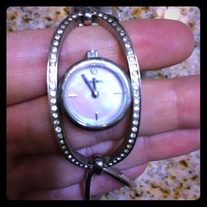 Fossil watch (women's) in silver w/ rhinestones