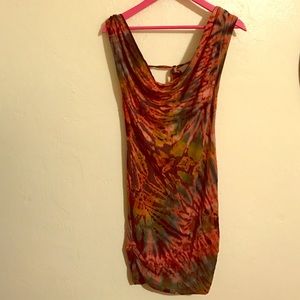 Boho tye-dye scoop neck dress size small