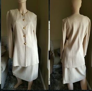 St. John Matte Beige Skirt Suit.