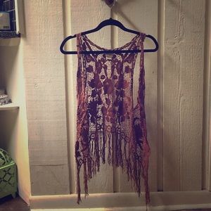 Crocheted Fringe Vest