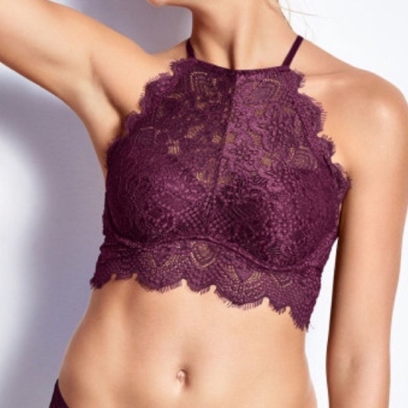 Pink eyelash bra in maroon