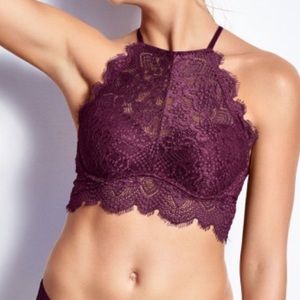 Pink eyelash bra in maroon