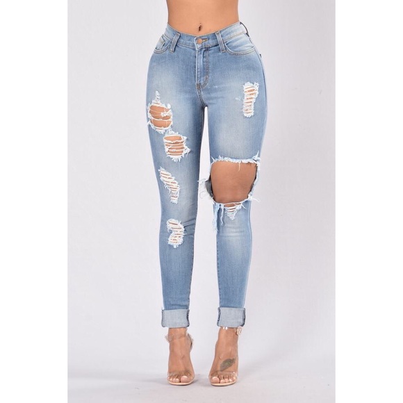 Fashion Nova Jeans - Glistening Jeans Medium Blue Fashion Nova Jeans - Glistening Jeans Medium Blue