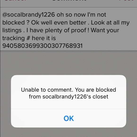You have me blocked ! I'm not blocked