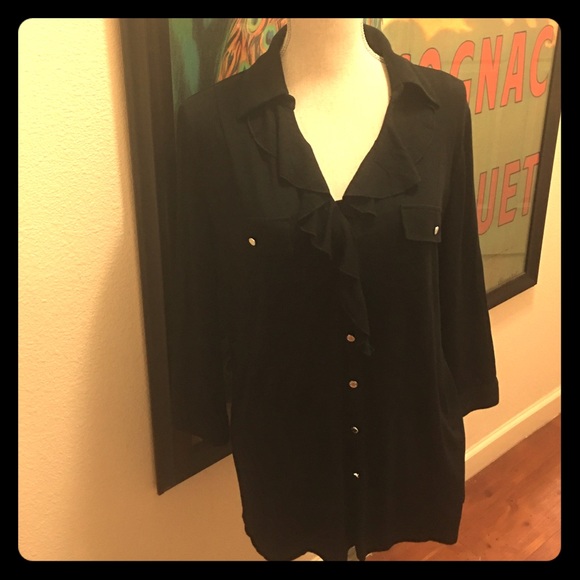 White House Black Market Ruffle Faux Button Down - Picture 1 of 4