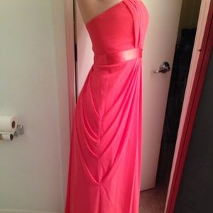 Davids bridal bridesmaid dress- deep coral sale!