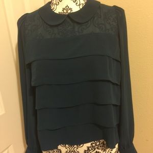 Forever 21 Chiffon Blouse Blue Green