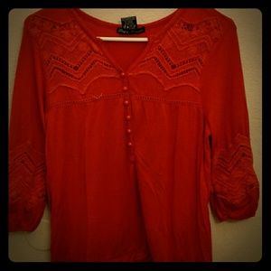 Orange 3/4 sleeve loose top