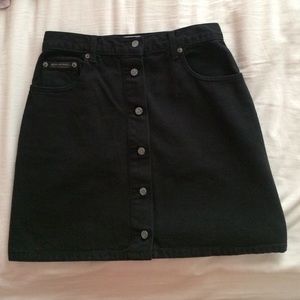 ISO calvin klein vintage black denim skirt buttons