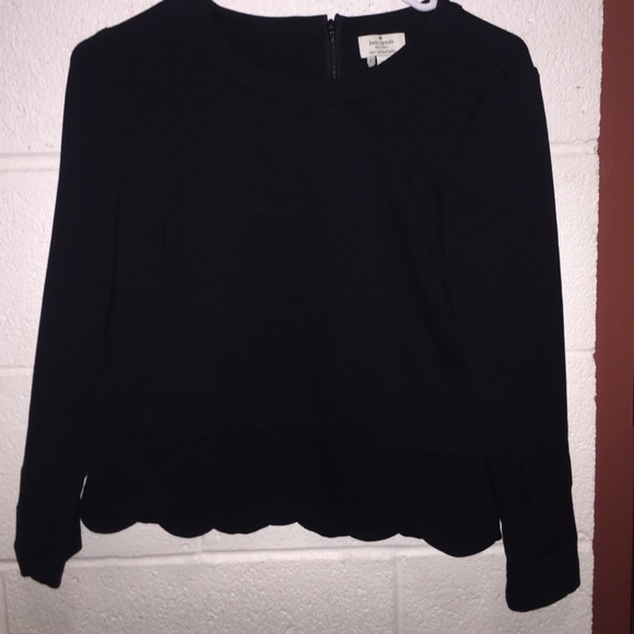 Kate Spade 3/4 sleeve black scallop top.