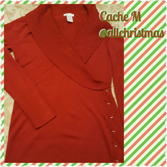 Cache Red Sweater Pullover Below Bum M
