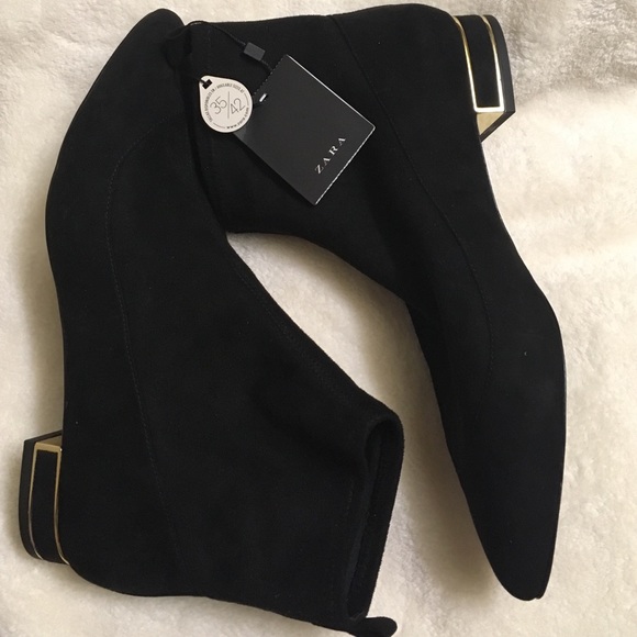 gold flat ankle boots