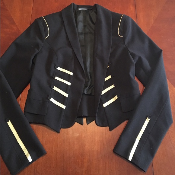 black and gold military blazer