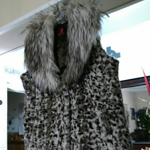 Snow leopard faux fur vest