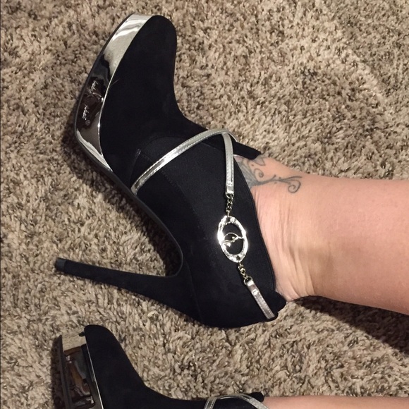 💕 NEW Suede Black Booties Silver Trim - Baby Phat