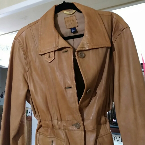 Soft leather gap jacket