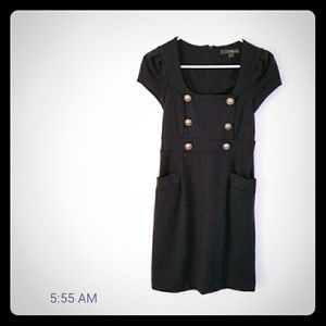Dark blue military style fitted dress