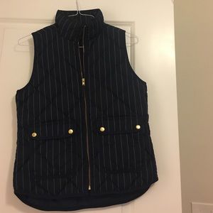 J Crew excursion vest in navy pinstripe