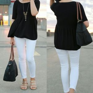 Ann Taylor LOFT black Ottoman Peplum Sweater