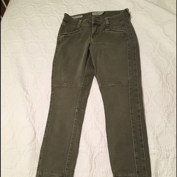 Olive green motto jeans