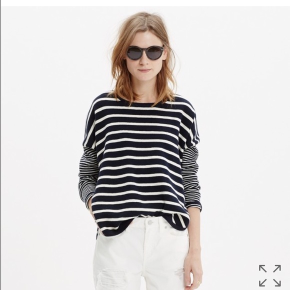 Striped curved-hem sweater