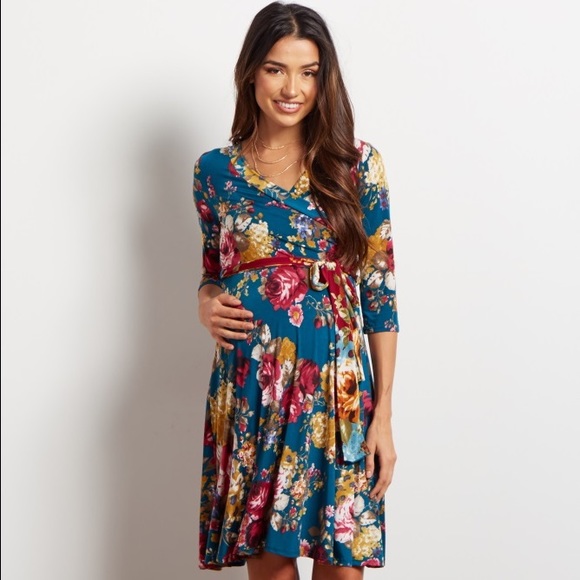 Pink blush maternity wrap dress