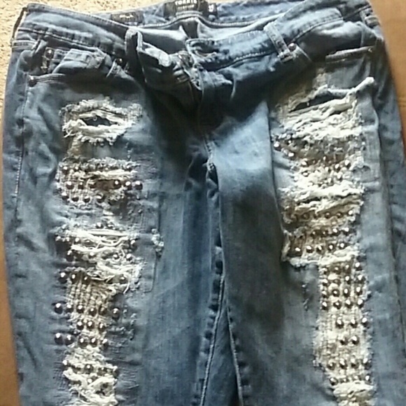 Torrid size 18 distressed studded boyfriend jean