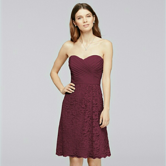David's Bridal bridesmaid dress in the color wine - Picture 1 of 3