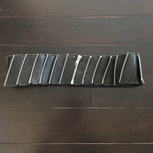 Black leather zipper Belt