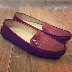 Red Leather Gucci Loafers/Driving Shoes