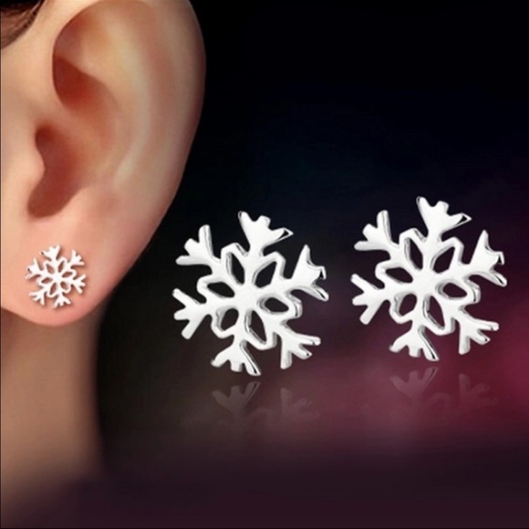 Platinum plated snowflake earrings (nwt) - Picture 2 of 3