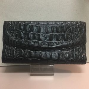 Brahmin wallet in black croc leather.