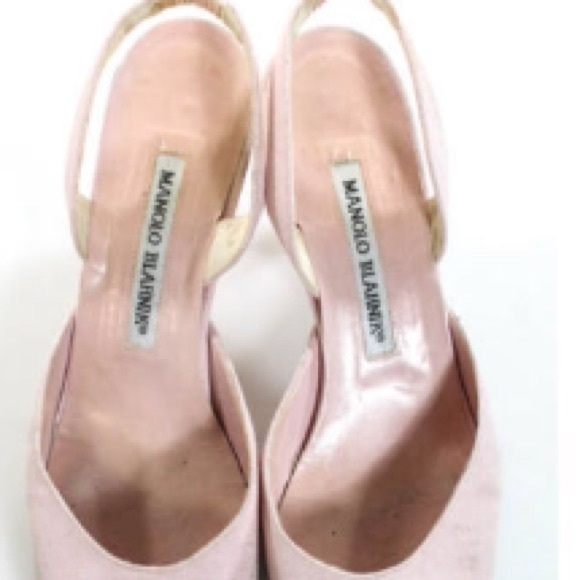 MANOLO BLAHNIK VINTAGE PINK TAN SLINGBACKS sz 6.5 - Picture 2 of 4
