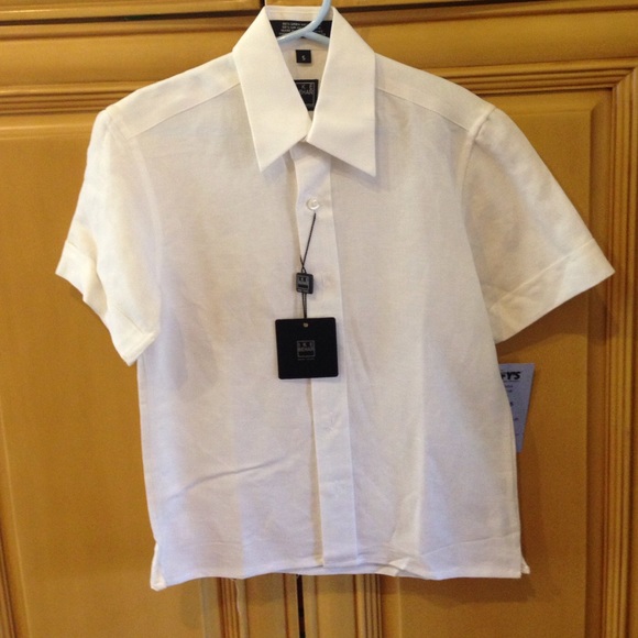 Ike Behar white linen shirt size 5 boys