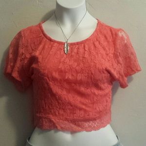 Cute peach floral crop top