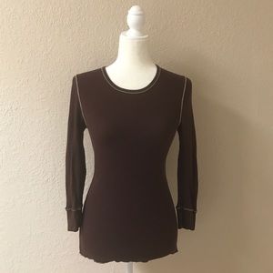 Splendid brown thermal 3/4 sleeve top