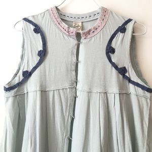 Free People dusty blue-green shirt