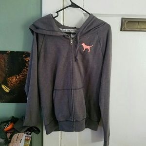 Victoria Secret PINK Gray Full Zip Hoodie