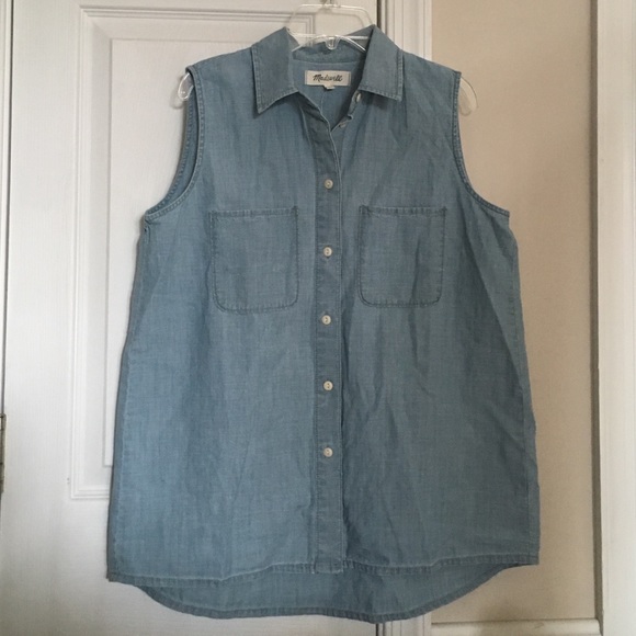 Sleeveless Chambray Blouse